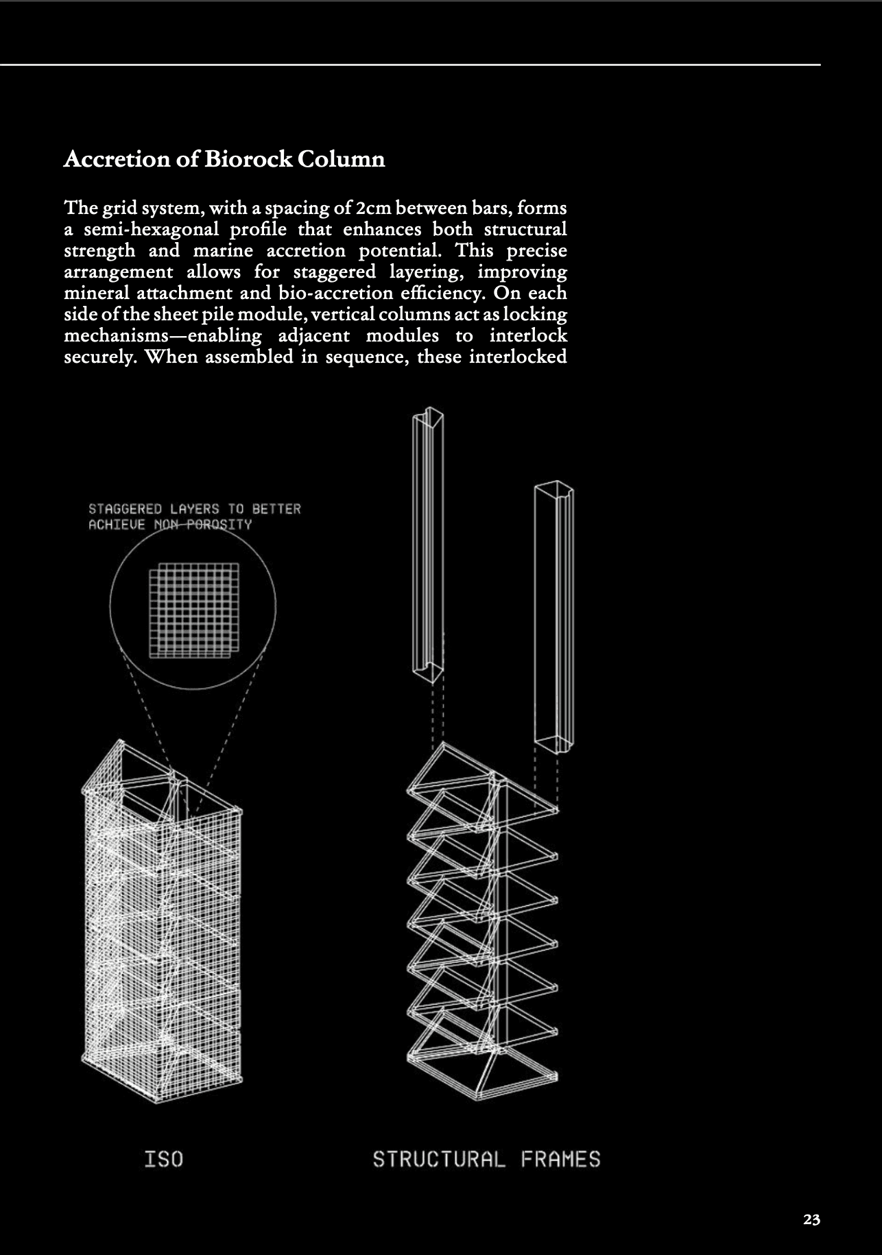 Accretion of Biorock Column — structural framing