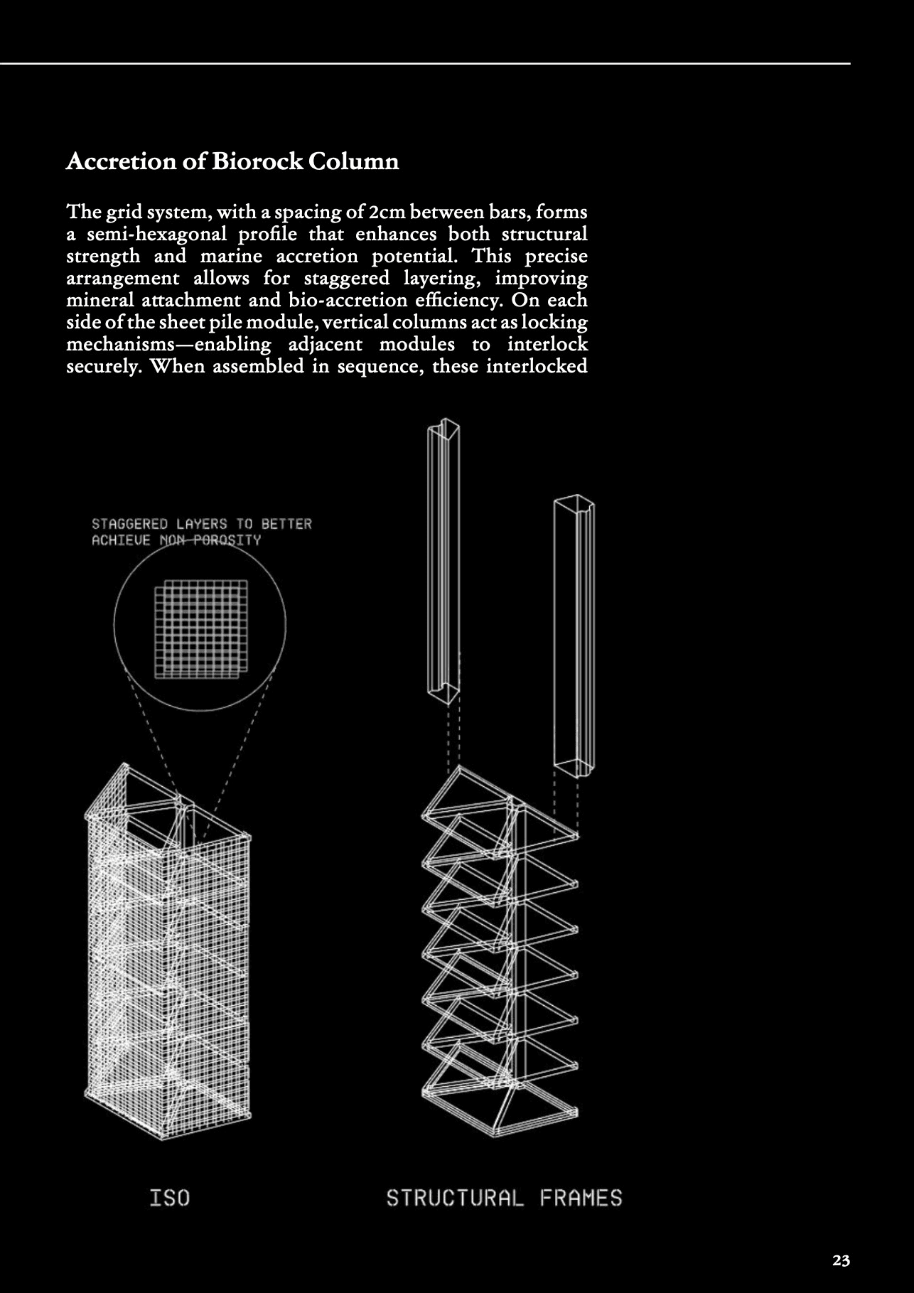 Accretion of Biorock Column — structural framing